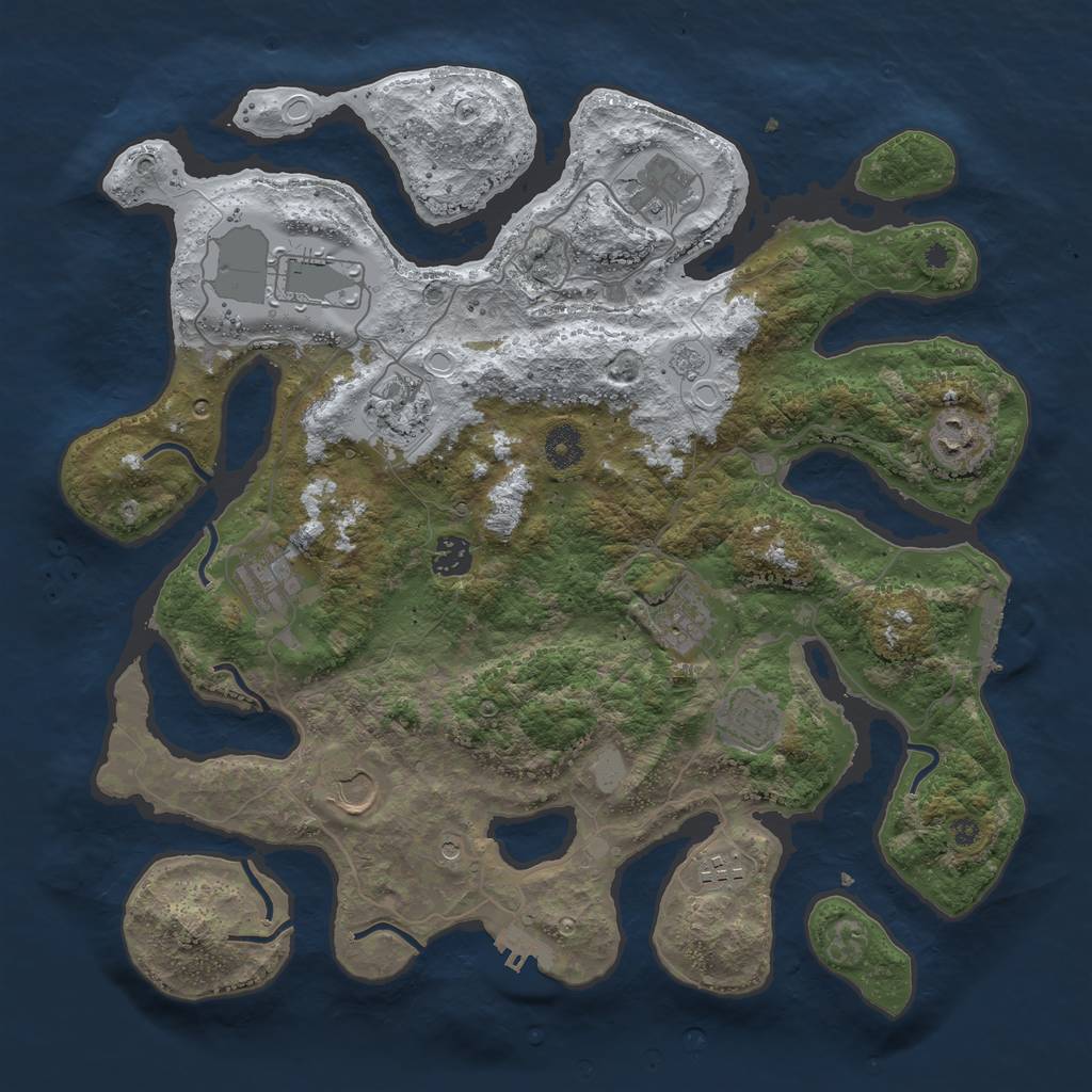 Rust Map: Procedural Map, Size: 3894, Seed: 669209636, 19 Monuments