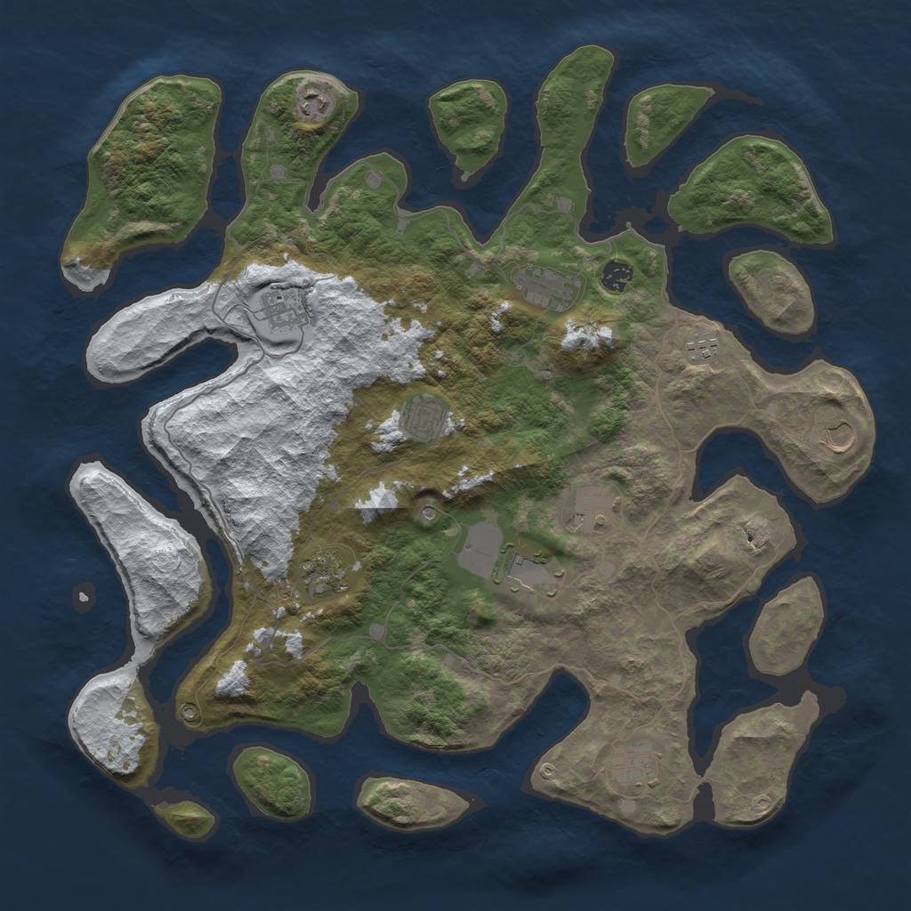 Rust Map: Barren, Size: 4500, Seed: 5335976, 14 Monuments