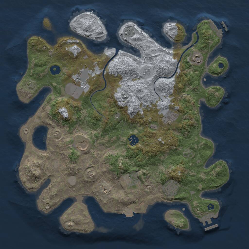 Rust Map: Procedural Map, Size: 3700, Seed: 3393017, 14 Monuments