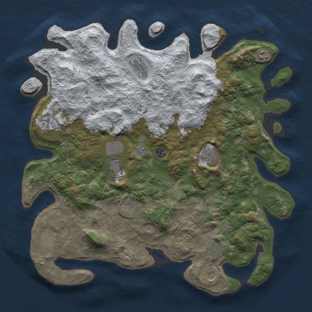 Rust Map: Barren, Size: 4500, Seed: 494600, 14 Monuments