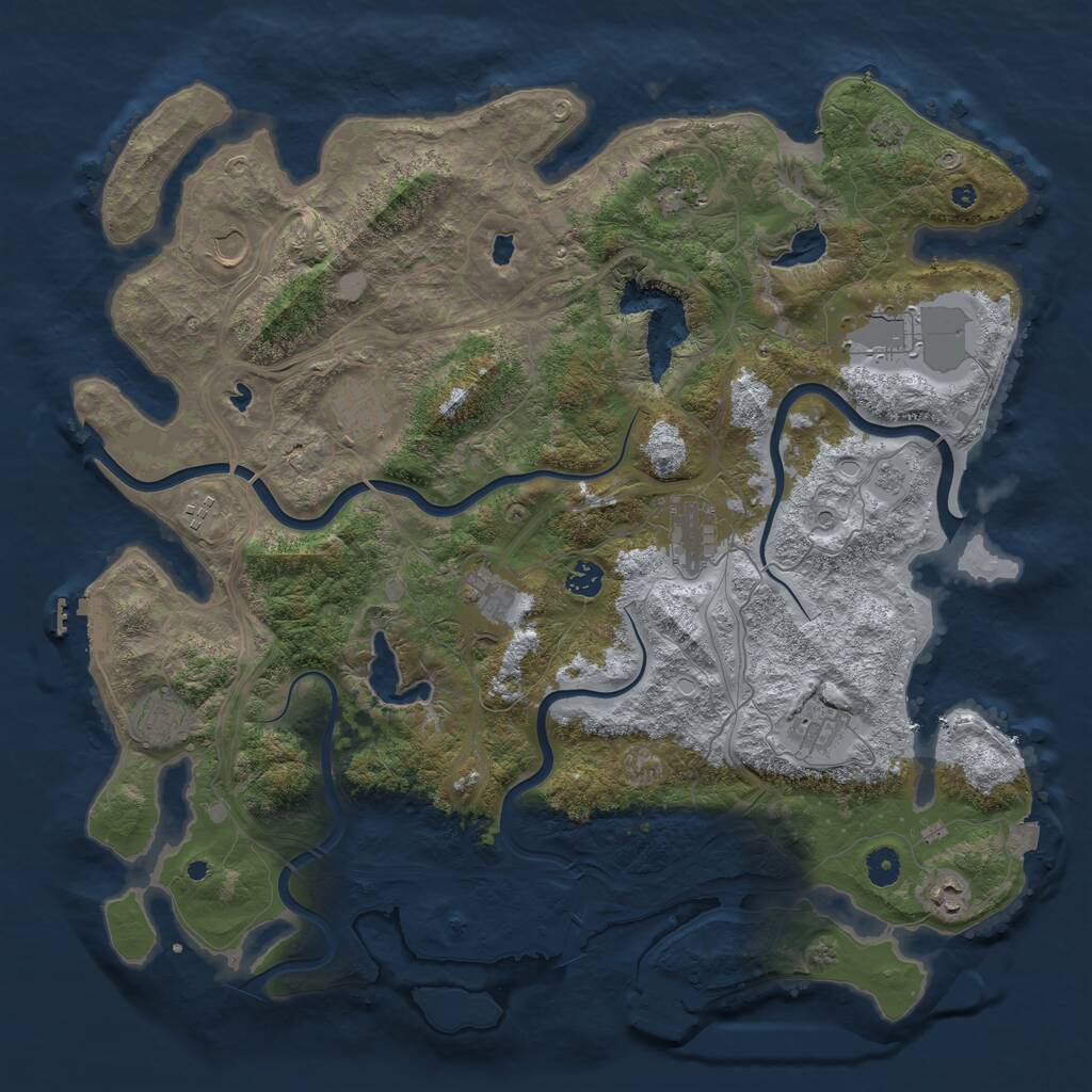 Rust Map: Procedural Map, Size: 4500, Seed: 3743086, 17 Monuments
