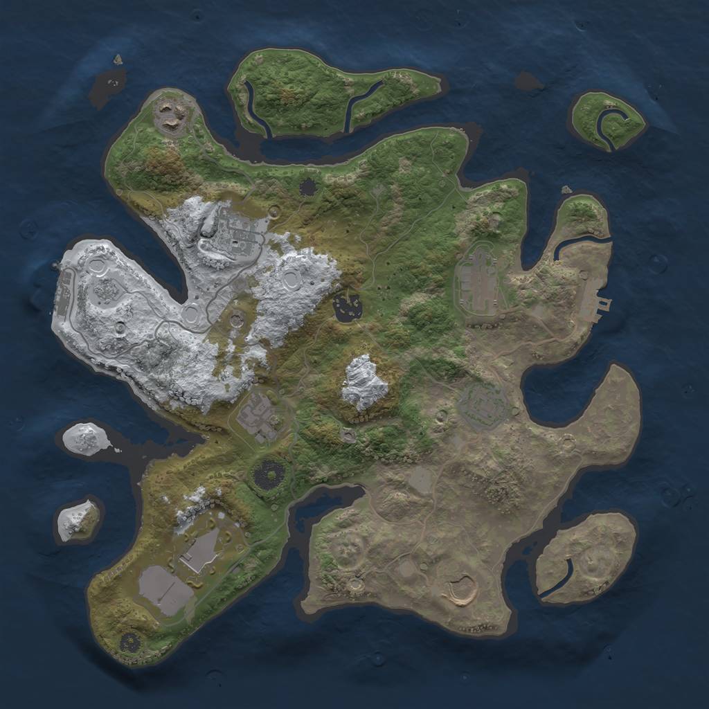 Rust Map: Procedural Map, Size: 3500, Seed: 4097628, 17 Monuments