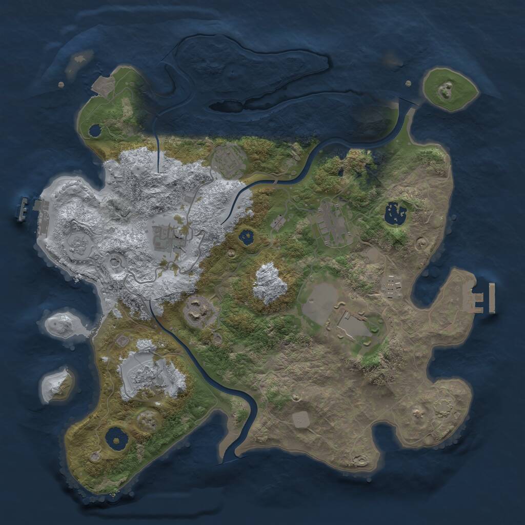 Rust Map: Procedural Map, Size: 3500, Seed: 4097628, 14 Monuments