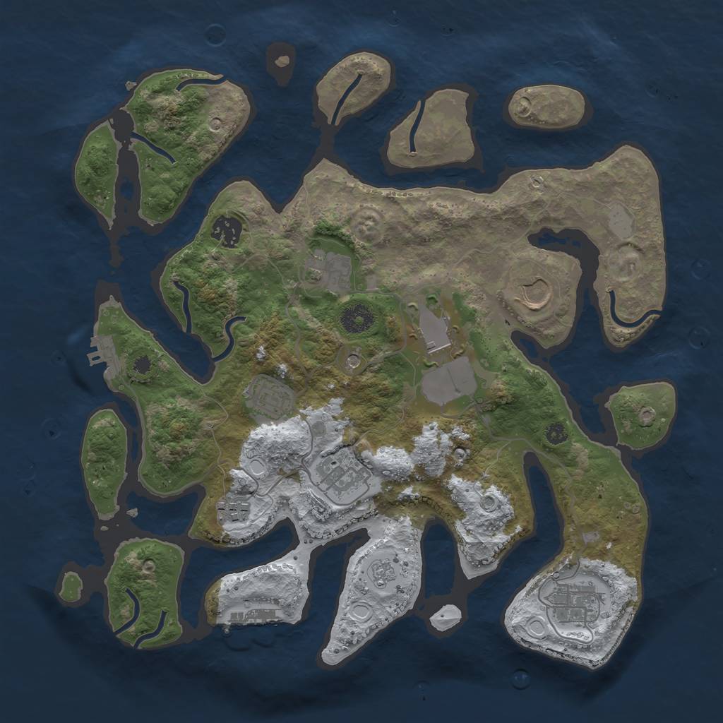 Rust Map: Procedural Map, Size: 3500, Seed: 338970, 17 Monuments