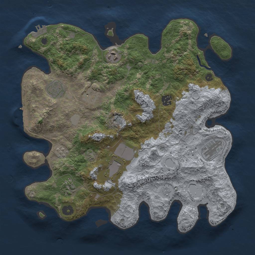 Rust Map: Procedural Map, Size: 3500, Seed: 3161768, 15 Monuments