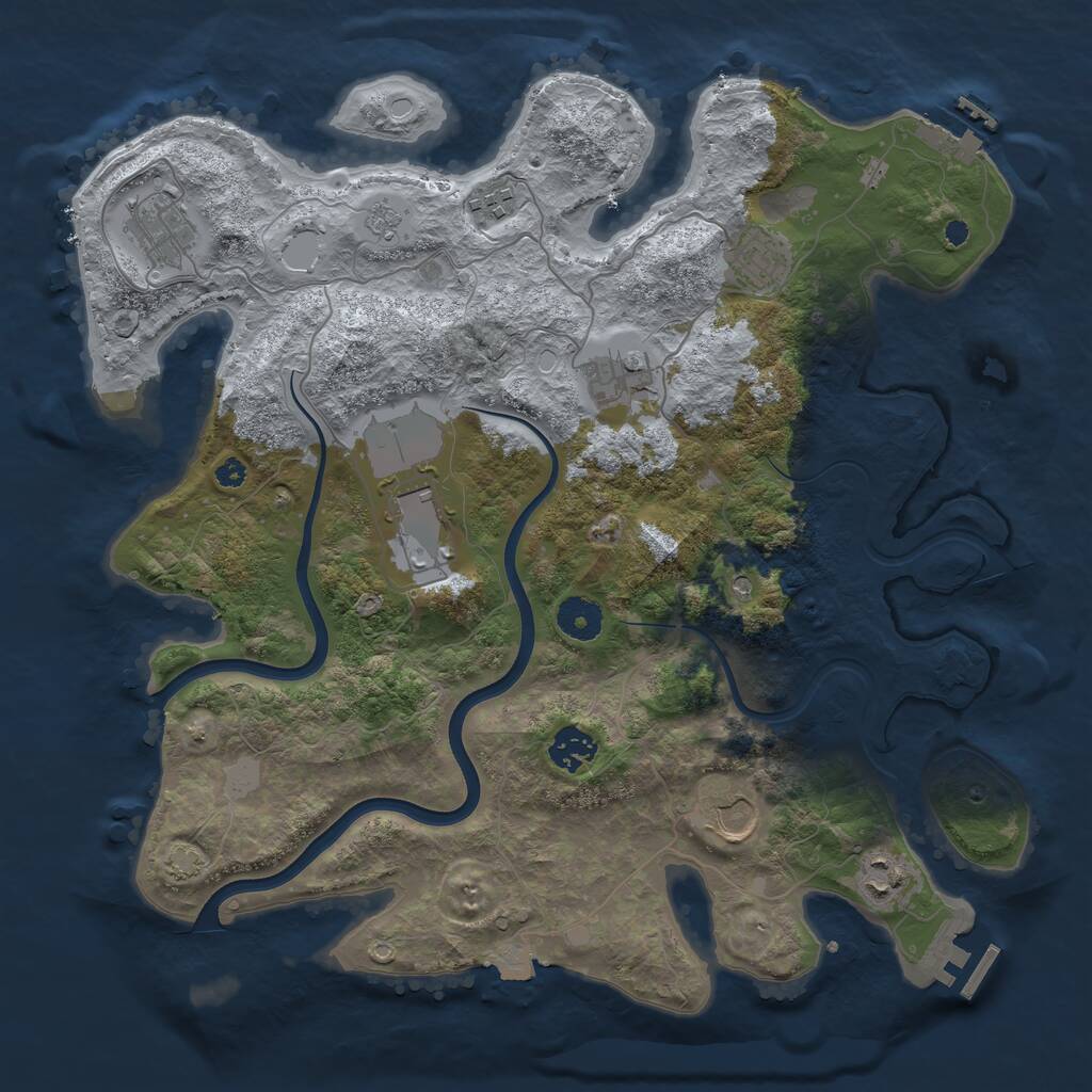 Rust Map: Procedural Map, Size: 3700, Seed: 5278791, 14 Monuments