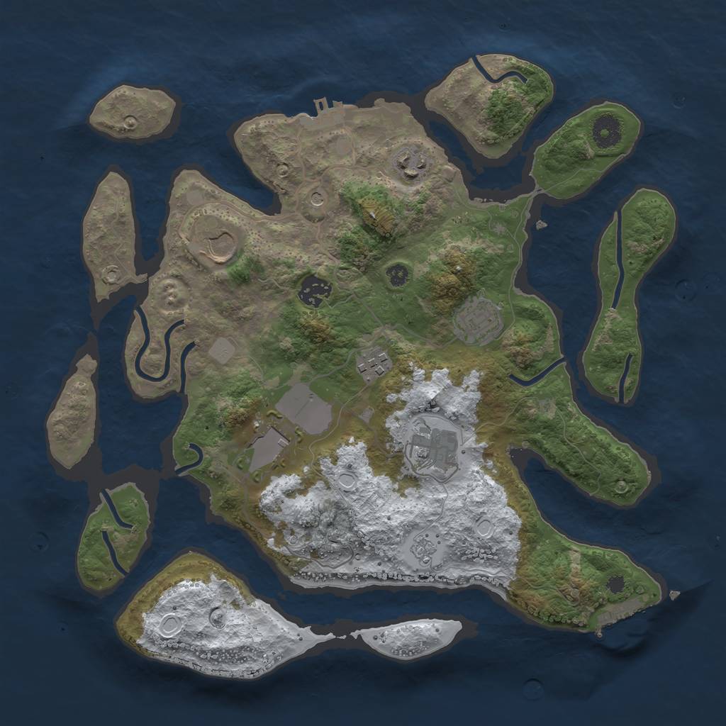 Rust Map: Procedural Map, Size: 3500, Seed: 3119803, 16 Monuments