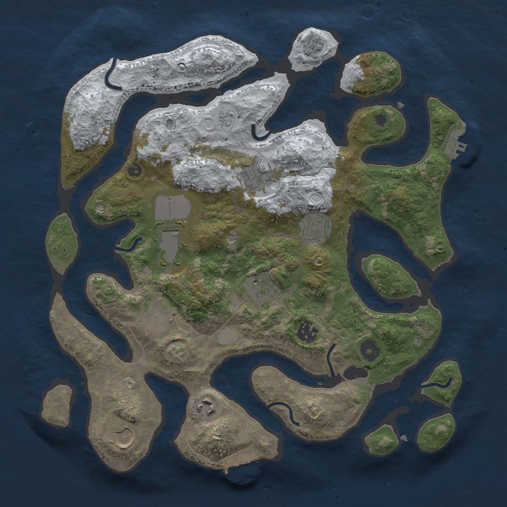 Rust Map: Procedural Map, Size: 3700, Seed: 4612996, 18 Monuments