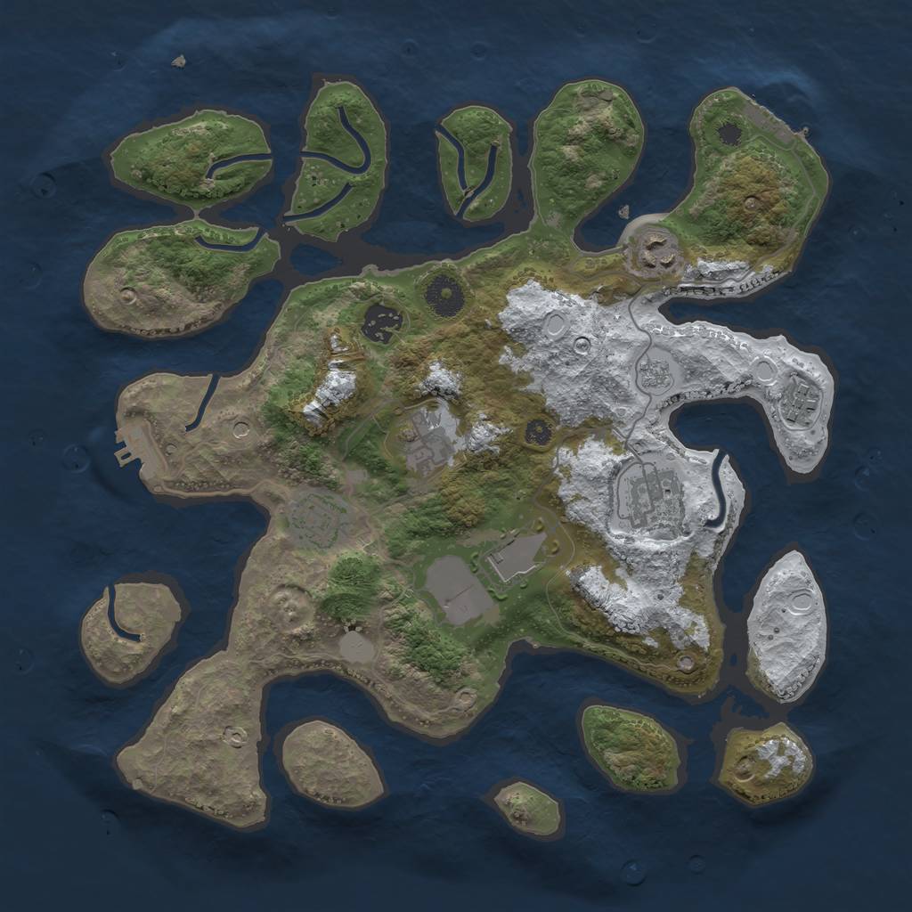 Rust Map: Procedural Map, Size: 3500, Seed: 33546, 16 Monuments