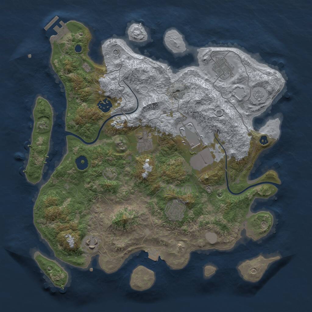 Rust Map: Procedural Map, Size: 3500, Seed: 4395822, 11 Monuments
