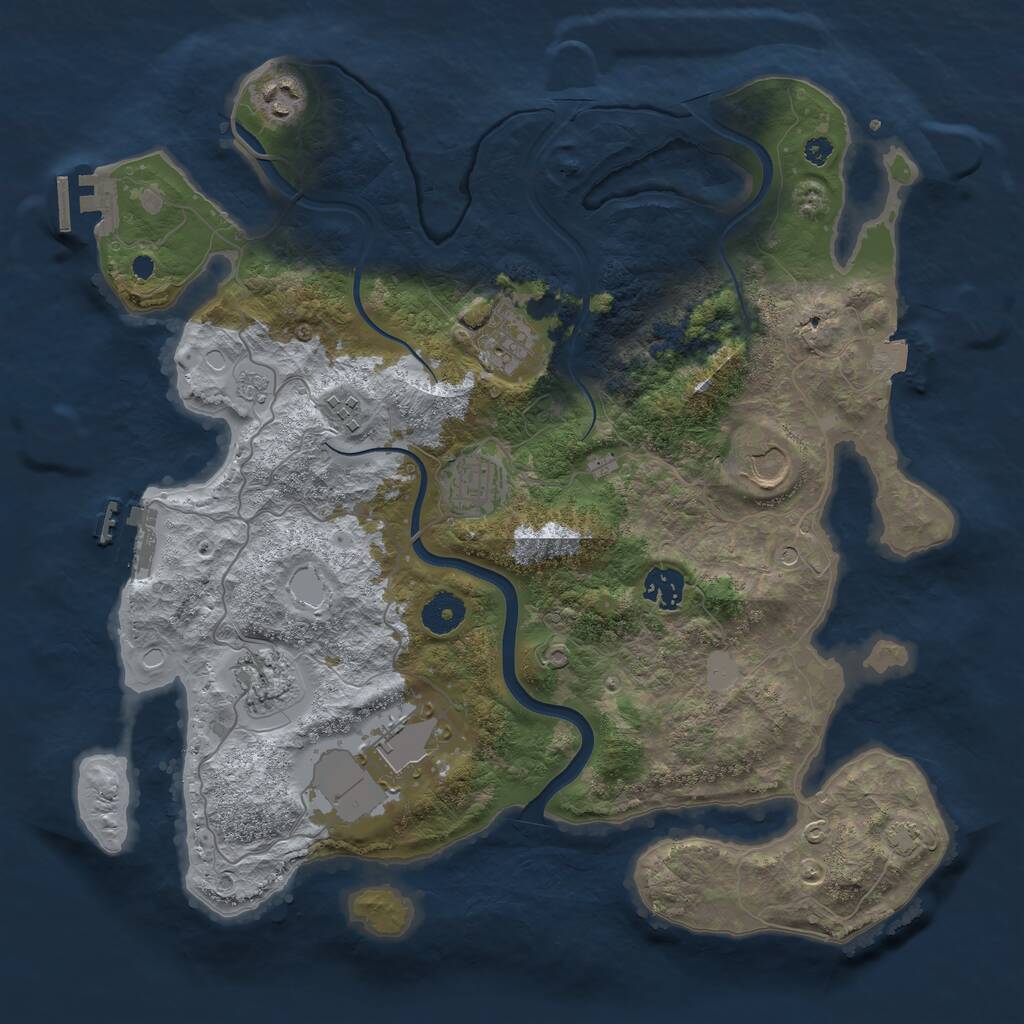 Rust Map: Procedural Map, Size: 3700, Seed: 5383273, 14 Monuments