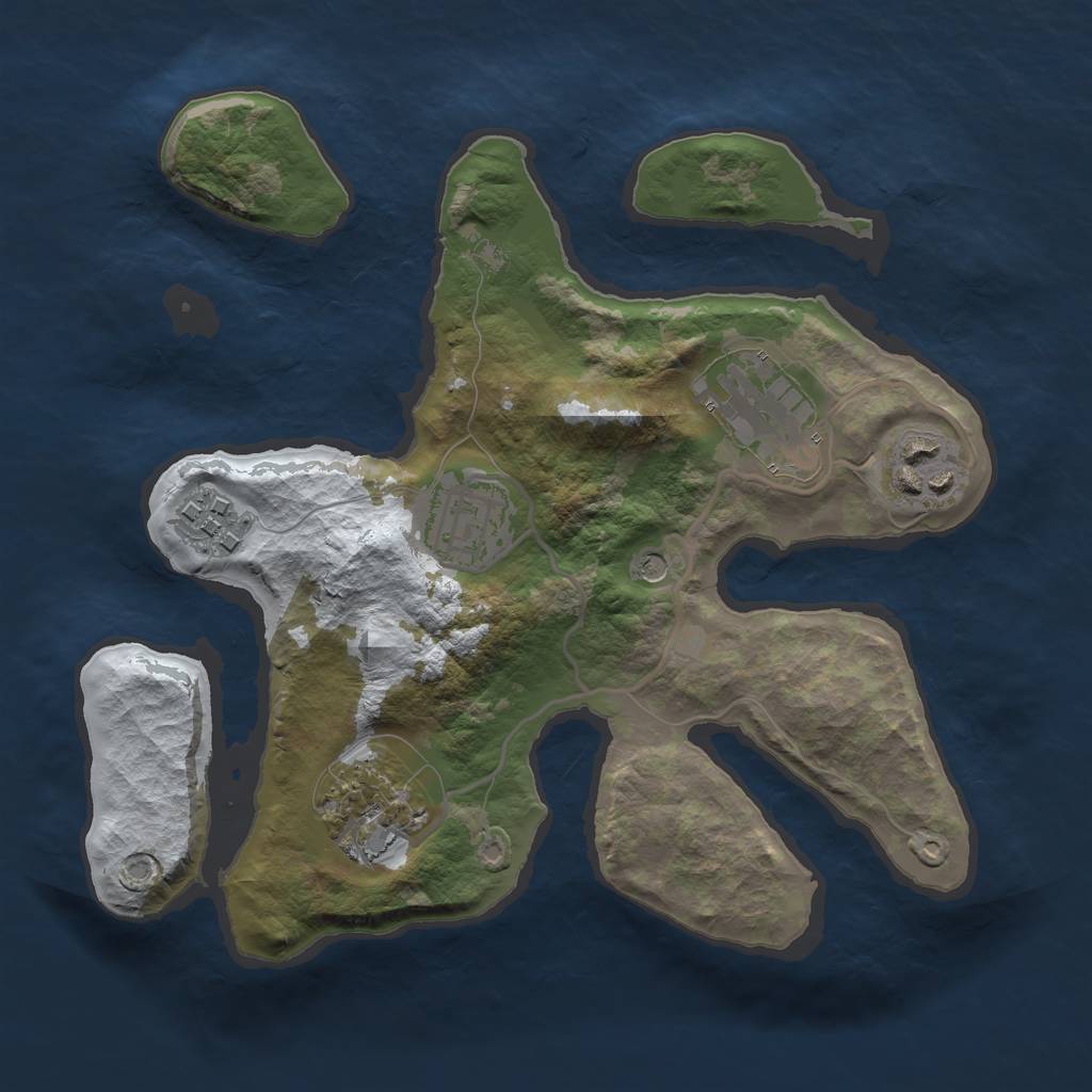 Rust Map: Barren, Size: 2500, Seed: 3125, 8 Monuments
