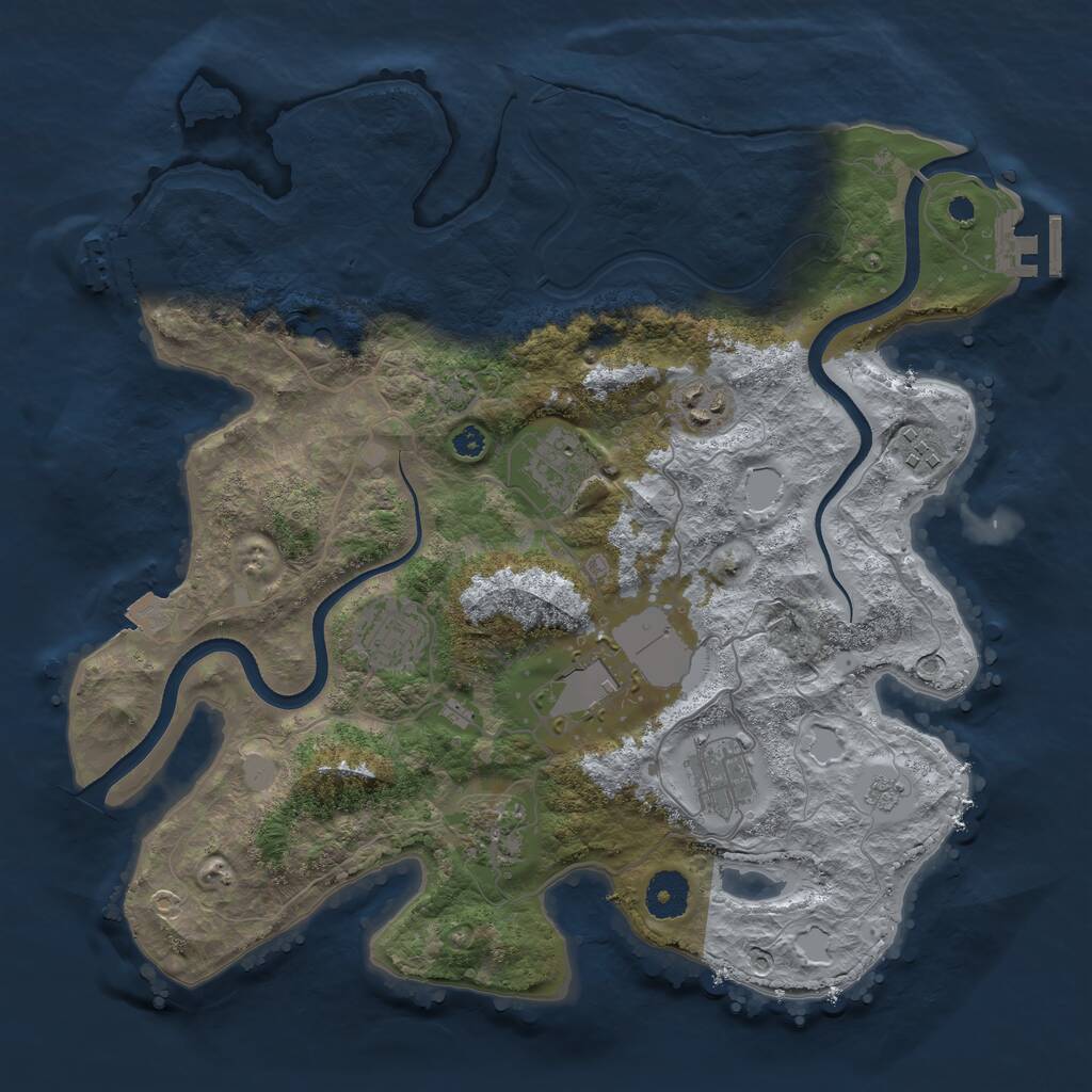 Rust Map: Procedural Map, Size: 3550, Seed: 85186, 13 Monuments