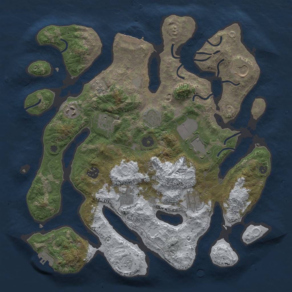 Rust Map: Procedural Map, Size: 3700, Seed: 1826090, 18 Monuments
