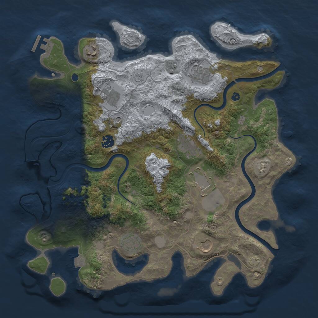 Rust Map: Procedural Map, Size: 3700, Seed: 1380001, 14 Monuments