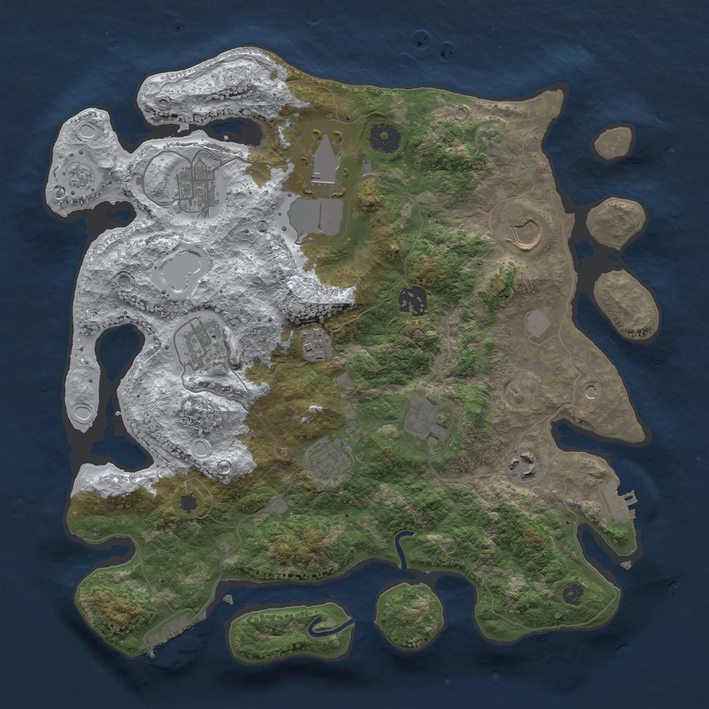 Rust Map: Procedural Map, Size: 3500, Seed: 3398025, 18 Monuments