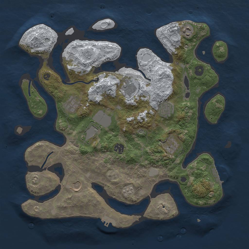 Rust Map: Procedural Map, Size: 3700, Seed: 4777961, 18 Monuments