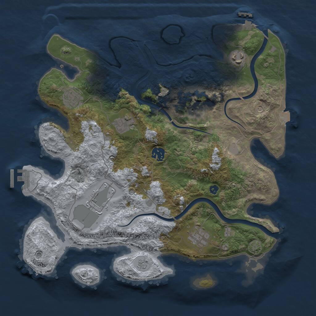 Rust Map: Procedural Map, Size: 3500, Seed: 1557298, 14 Monuments