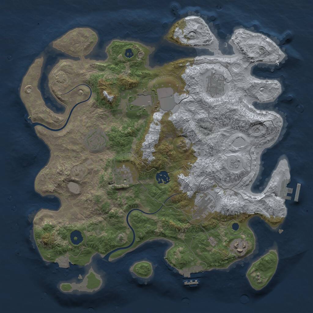 Rust Map: Procedural Map, Size: 3500, Seed: 145089, 13 Monuments