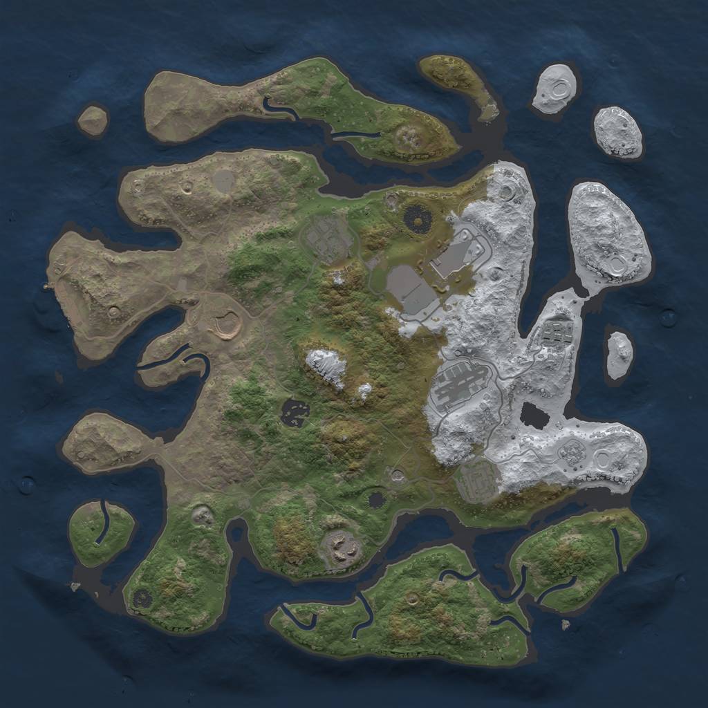 Rust Map: Procedural Map, Size: 3700, Seed: 5750204, 16 Monuments