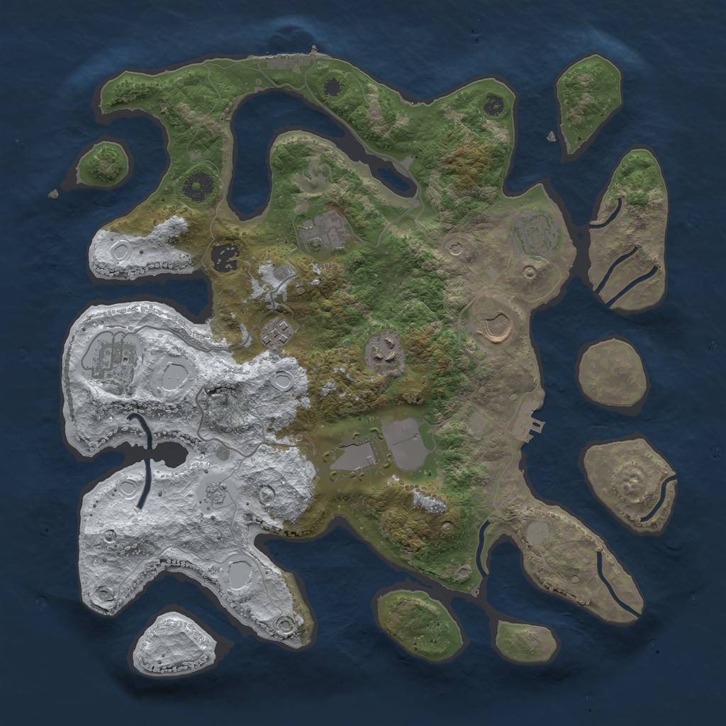 Rust Map: Procedural Map, Size: 3700, Seed: 140114, 17 Monuments
