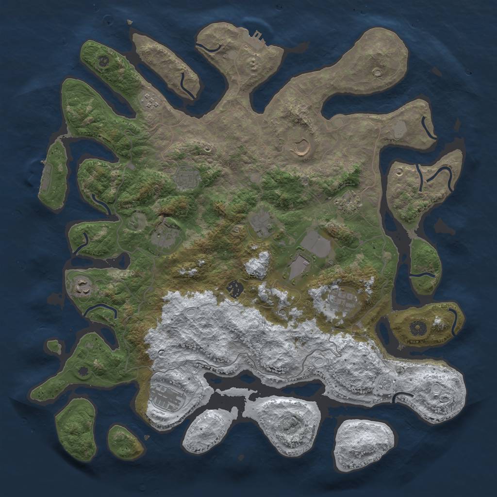 Rust Map: Procedural Map, Size: 4500, Seed: 4124558, 20 Monuments