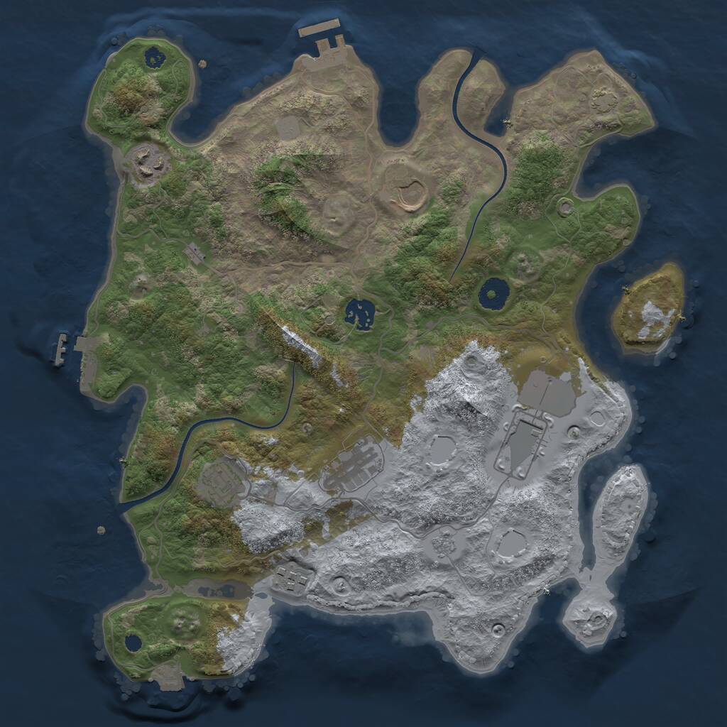 Rust Map: Procedural Map, Size: 3500, Seed: 6277971, 12 Monuments