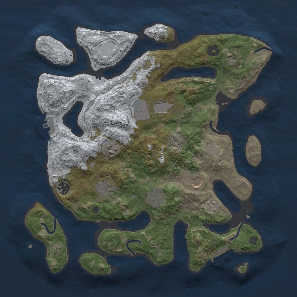 Rust Map: Procedural Map, Size: 3700, Seed: 1204026, 17 Monuments