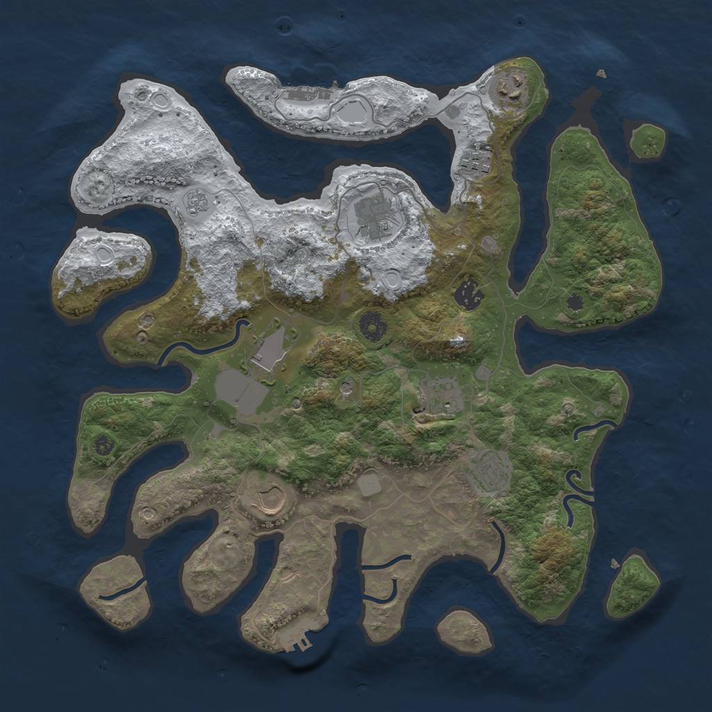 Rust Map: Procedural Map, Size: 3700, Seed: 5714700, 17 Monuments