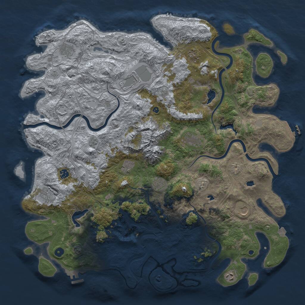 Rust Map: Procedural Map, Size: 5000, Seed: 441095, 17 Monuments