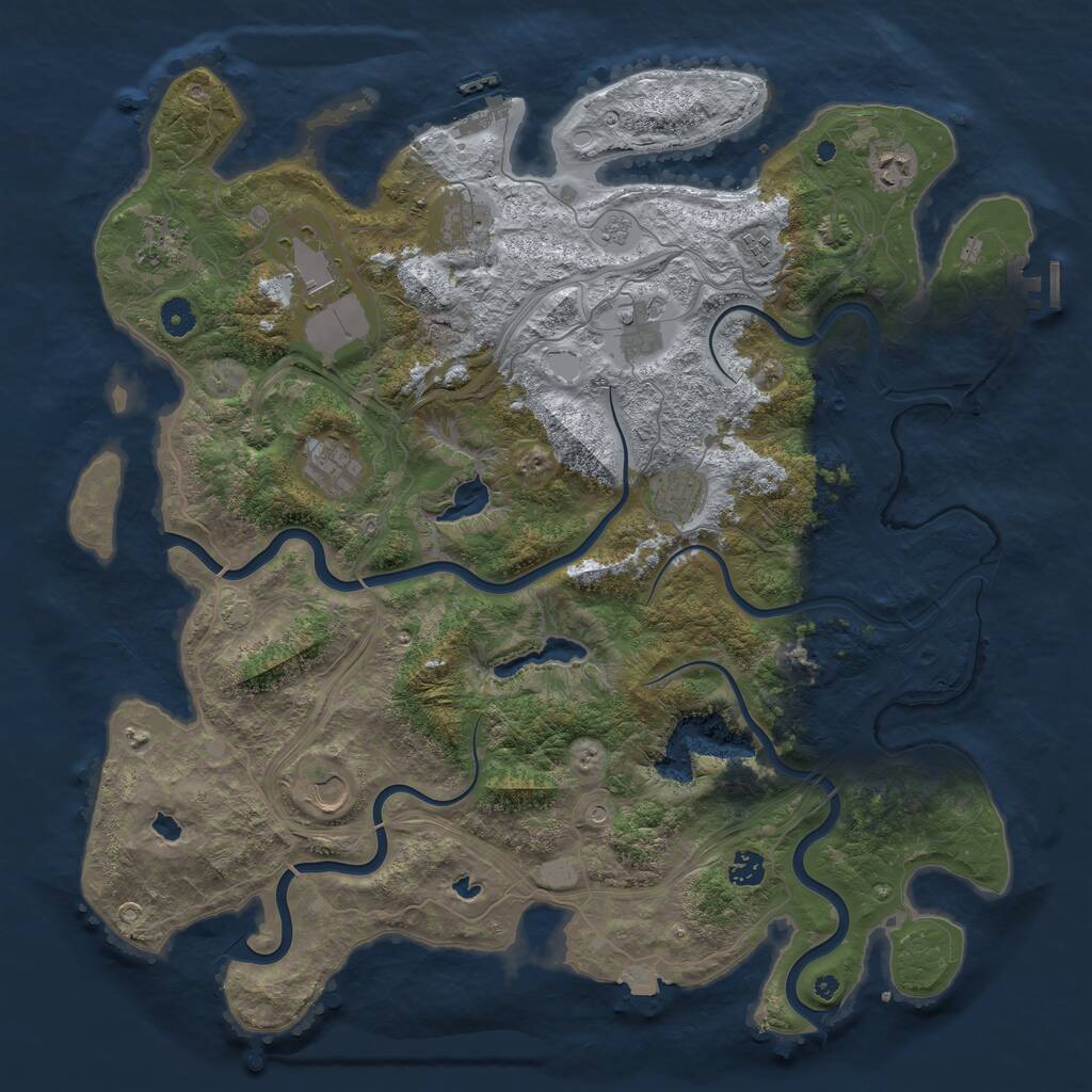Rust Map: Procedural Map, Size: 4500, Seed: 1550971, 16 Monuments