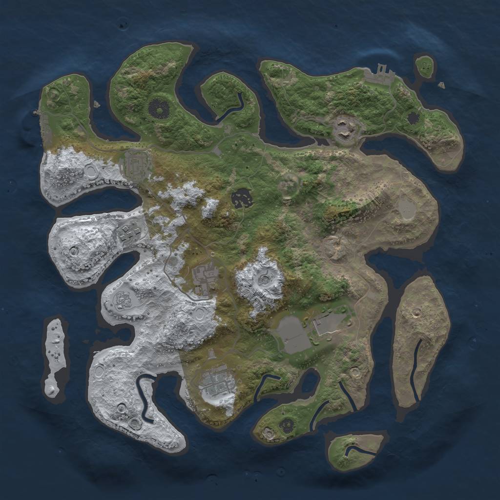 Rust Map: Procedural Map, Size: 3550, Seed: 496717, 16 Monuments