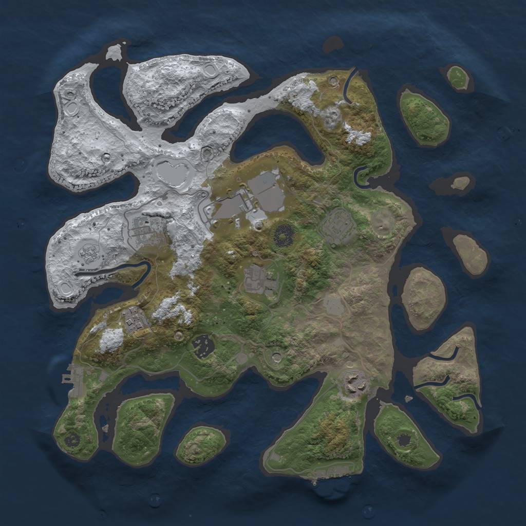 Rust Map: Procedural Map, Size: 3500, Seed: 2700949, 16 Monuments