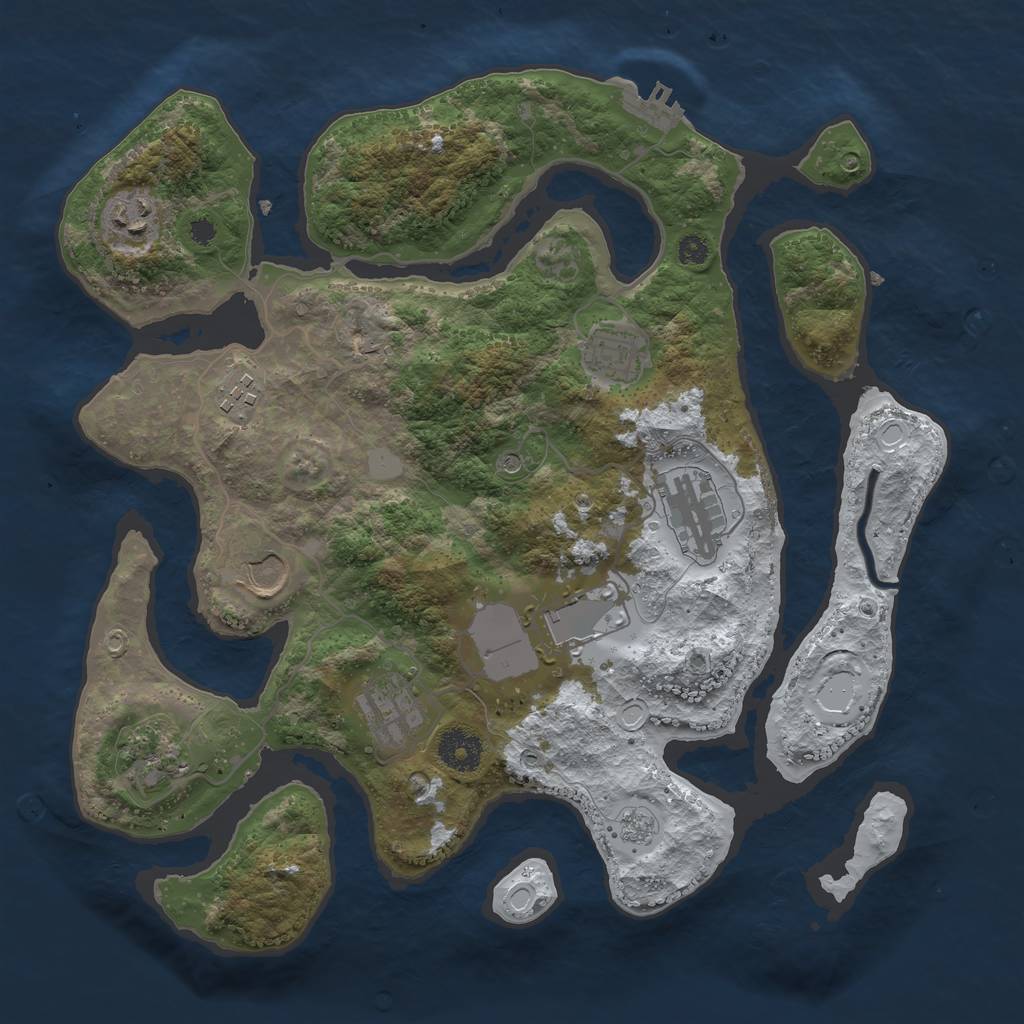 Rust Map: Procedural Map, Size: 3500, Seed: 444361, 16 Monuments