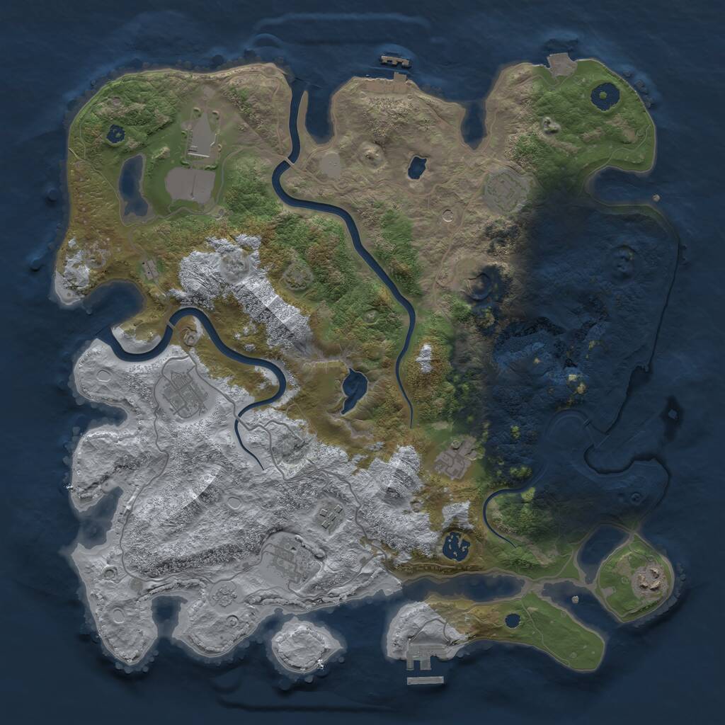 Rust Map: Procedural Map, Size: 4000, Seed: 1850840929, 15 Monuments