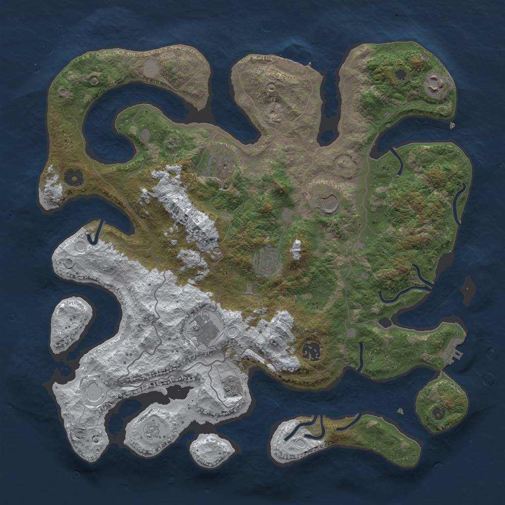 Rust Map: Procedural Map, Size: 4000, Seed: 1850840929, 16 Monuments