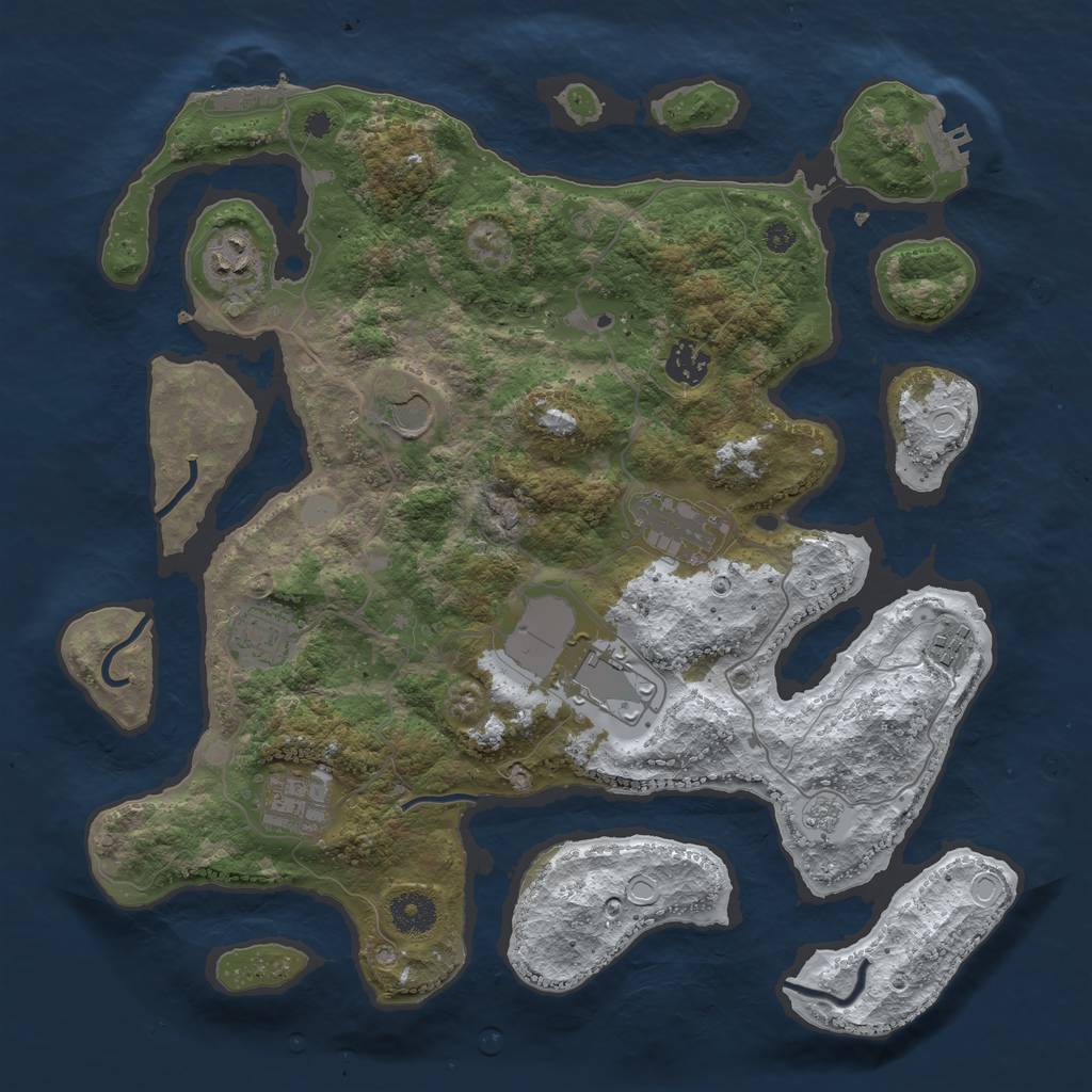 Rust Map: Procedural Map, Size: 3700, Seed: 5494942, 16 Monuments