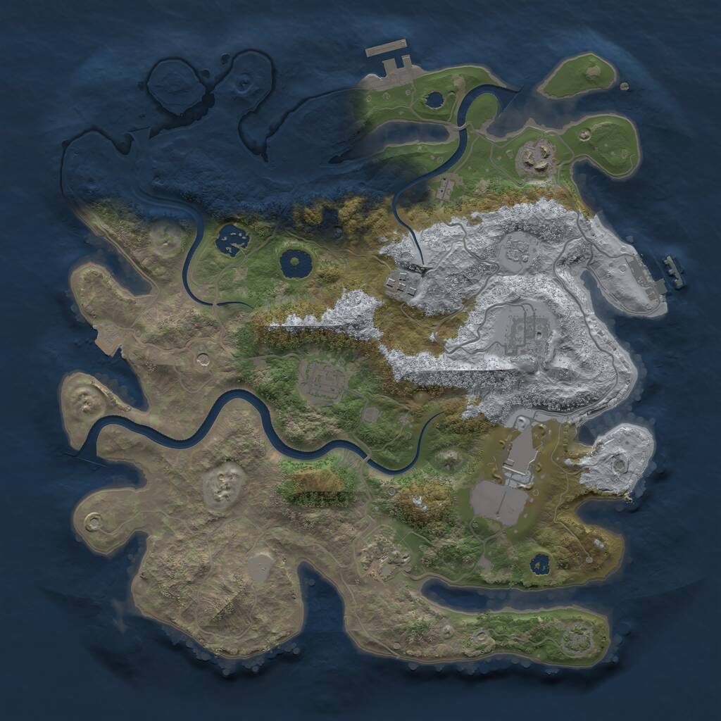 Rust Map: Procedural Map, Size: 3500, Seed: 2037814, 13 Monuments