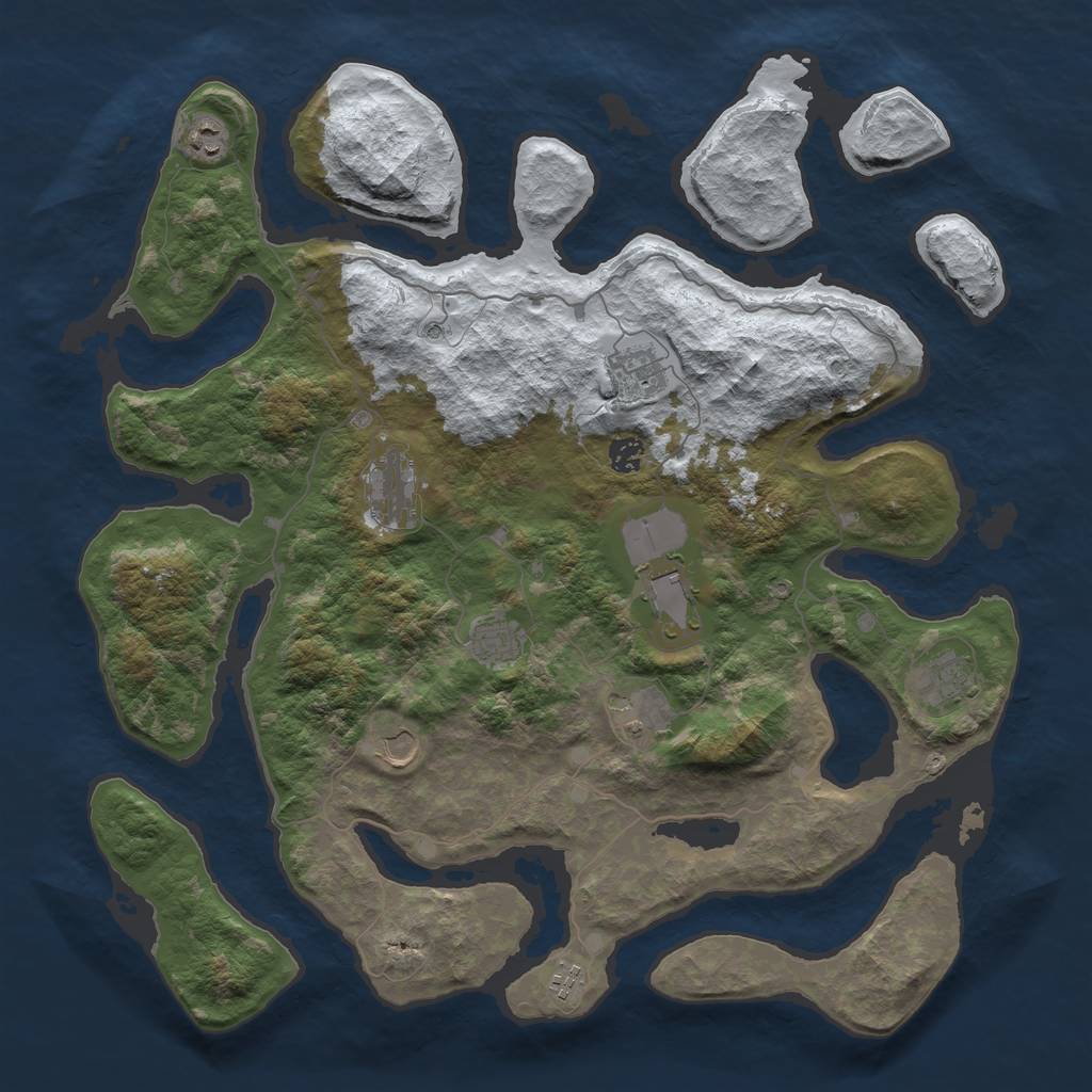 Rust Map: Barren, Size: 4500, Seed: 2522762, 13 Monuments