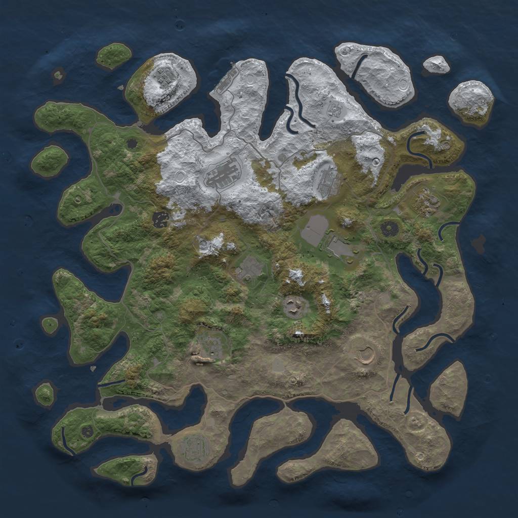 Rust Map: Procedural Map, Size: 4500, Seed: 4178105, 19 Monuments