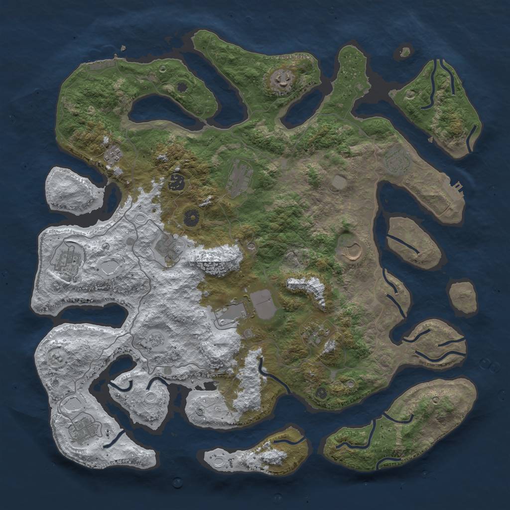 Rust Map: Procedural Map, Size: 4500, Seed: 3185026, 20 Monuments