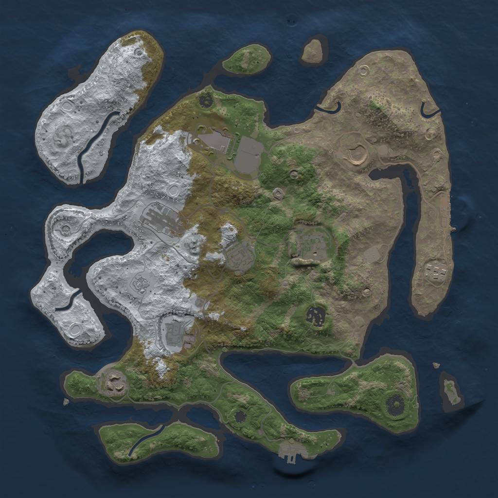 Rust Map: Procedural Map, Size: 3700, Seed: 1654348, 18 Monuments