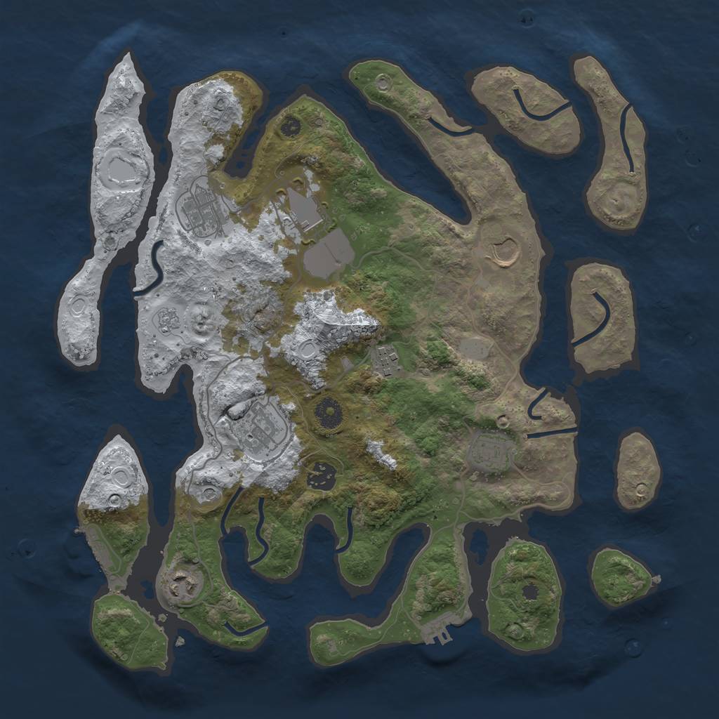 Rust Map: Procedural Map, Size: 3700, Seed: 2888, 17 Monuments
