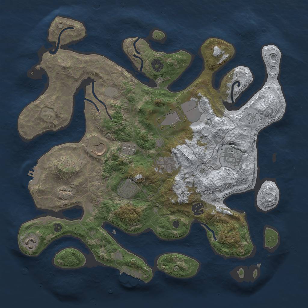 Rust Map: Procedural Map, Size: 3700, Seed: 553638, 17 Monuments