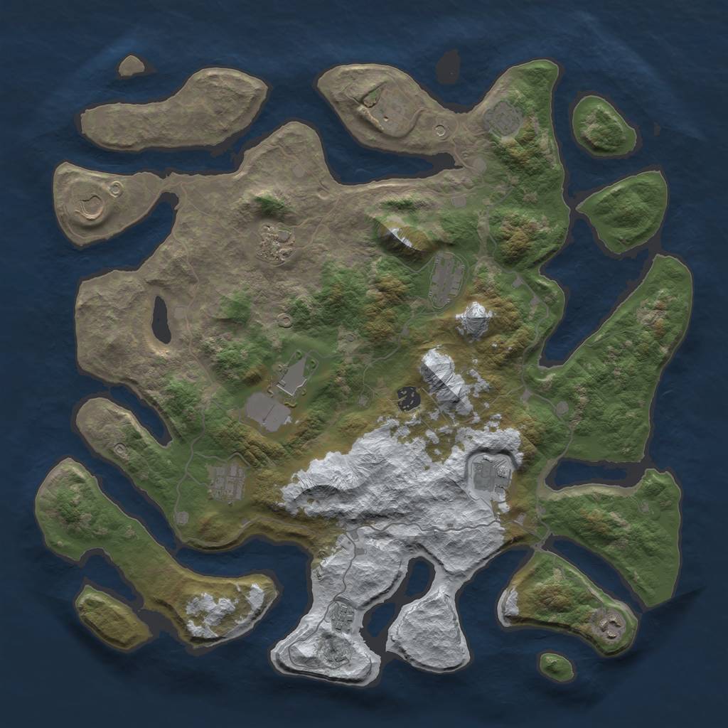 Rust Map: Barren, Size: 4500, Seed: 2473839, 14 Monuments