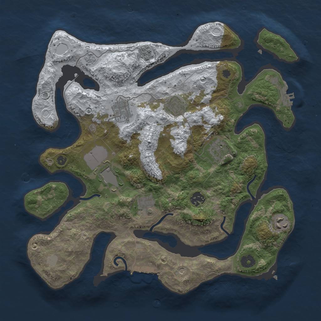 Rust Map: Procedural Map, Size: 3500, Seed: 3819867, 17 Monuments