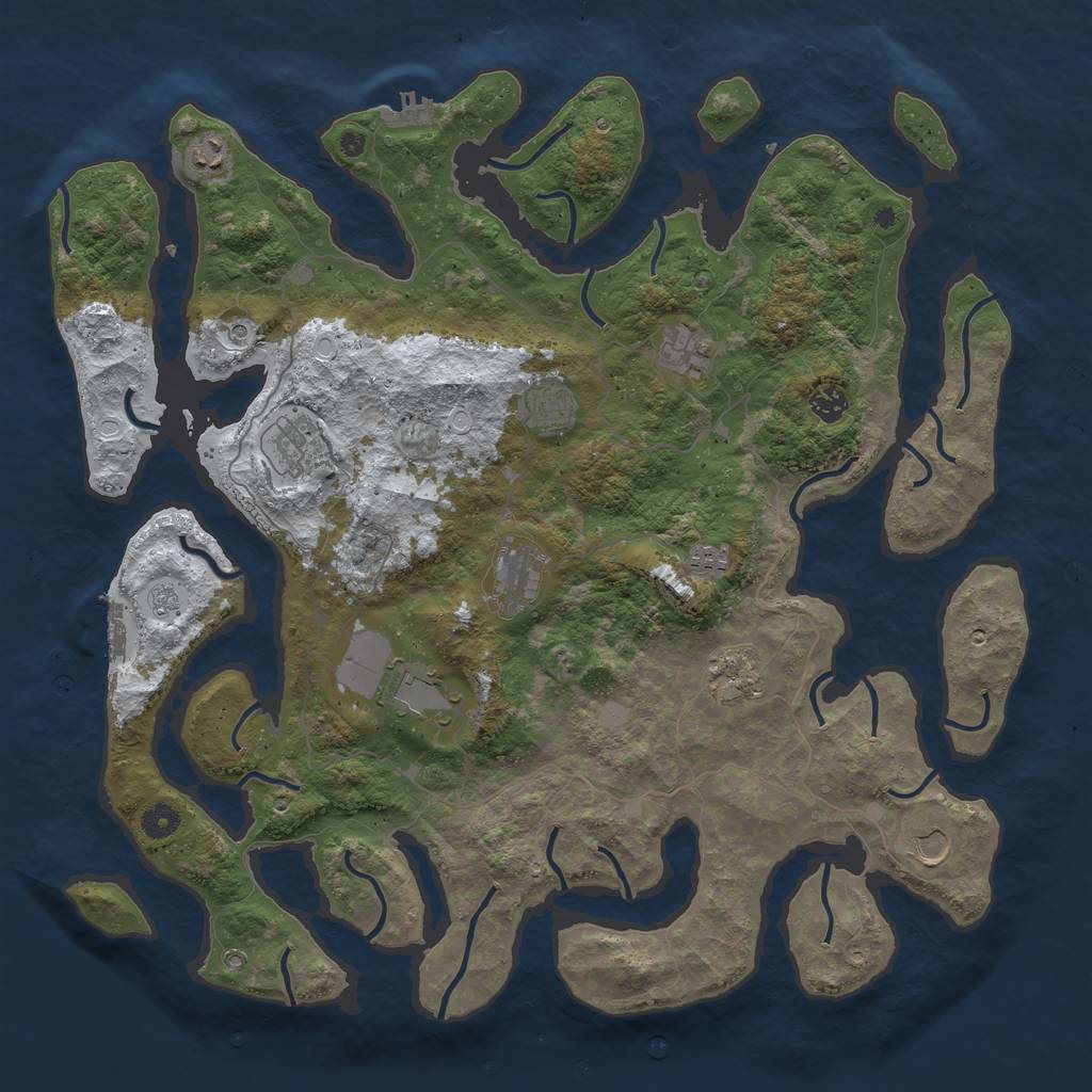 Rust Map: Procedural Map, Size: 4500, Seed: 5055645, 19 Monuments