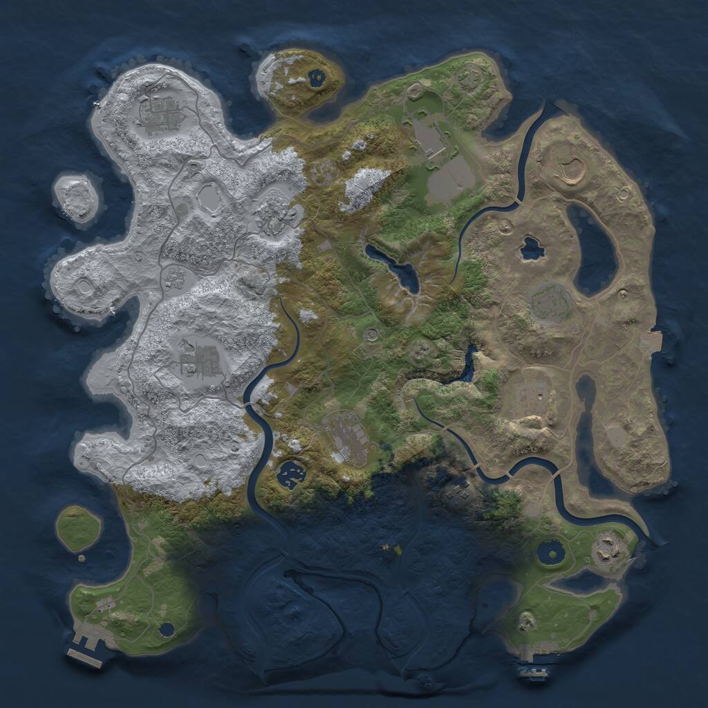 Rust Map: Procedural Map, Size: 4000, Seed: 2633203, 17 Monuments