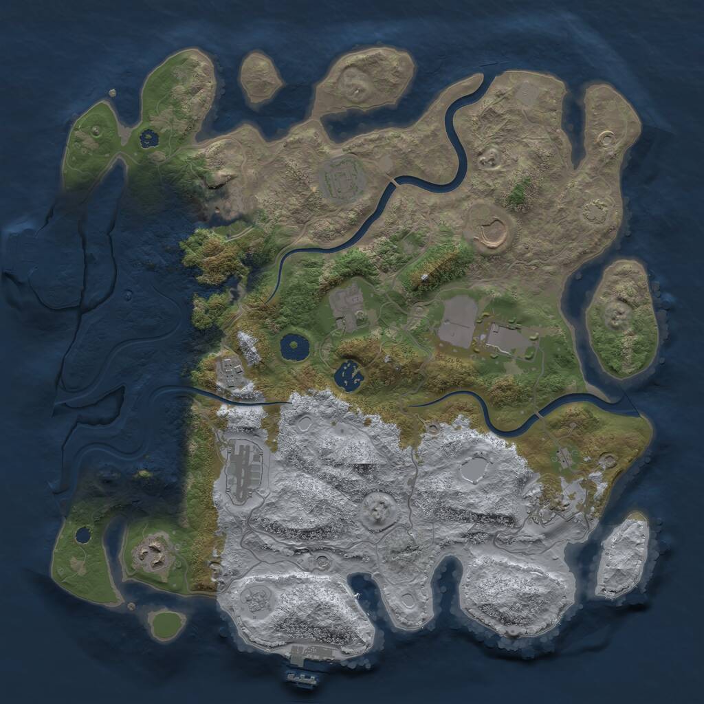 Rust Map: Procedural Map, Size: 3700, Seed: 3490763, 16 Monuments