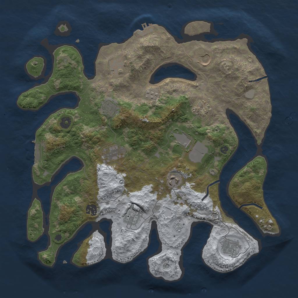 Rust Map: Procedural Map, Size: 3850, Seed: 254741066, 20 Monuments